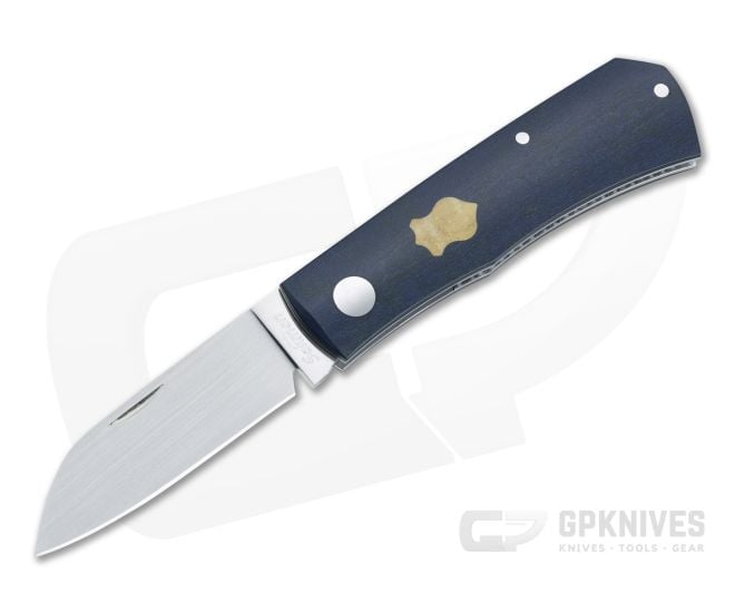Sakman Knives Rhino Sheepsfoot Satin N690 Canyon Blue Richlite Slip Joint Folder 4434 - CU-4434