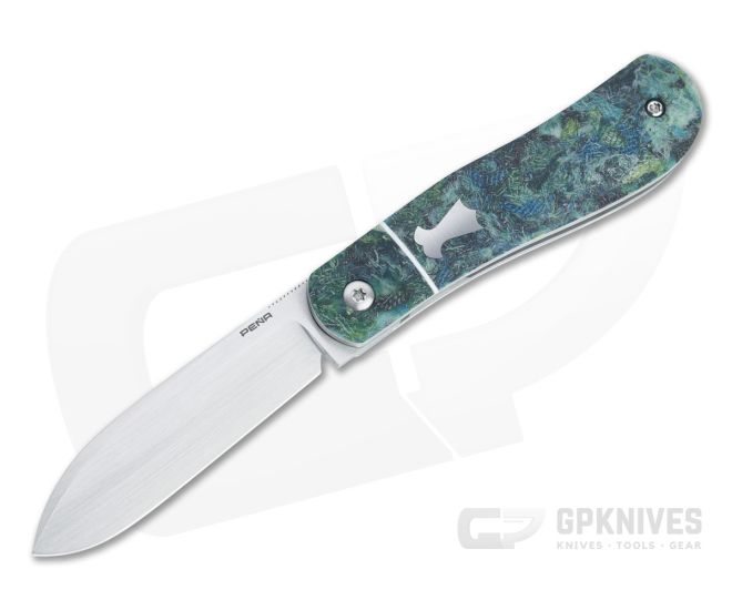 Enrique Pena Custom Front Flipper Dogleg Jack Bolstered Blue Rag Micarta Folder 4452 - CU-4452