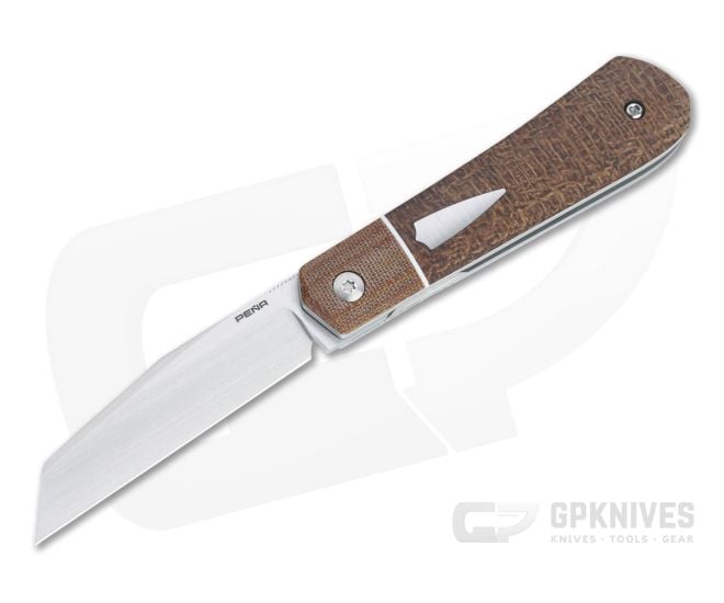 Enrique Pena Custom Front Flipper Raptor Bolstered Burlap Micarta Folder 4453 - CU-4453