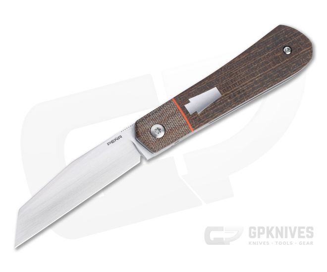 Enrique Pena Custom Front Flipper Raptor Bolstered Burlap Micarta Folder 4454 - CU-4454