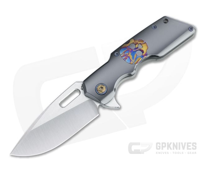 Attn2Detail Medium Mark I Drop Point Satin S45VN Zirconium Moku-Ti Skull Titanium Flipper 4462 - CU-4462