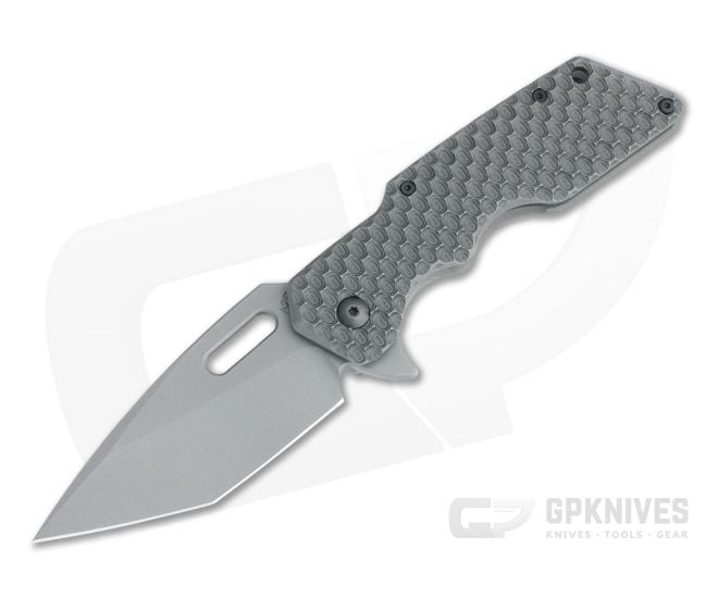 Attn2Detail Medium Mark I Tanto Blasted S45VN Contoured Gunner Grip Titanium Flipper 4463 - CU-4463