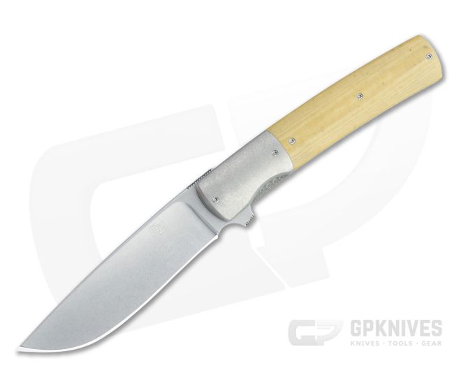 Brad Zinker FR Stretch LLF Stonewashed CPM-154 Bolstered Vintage Linen Micarta Liner Lock Flipper 4465 - CU-4465