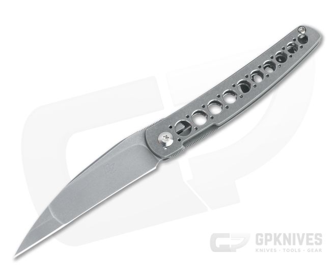 Brad Zinker Swayback Wharncliffe FLF Stonewashed CPM-154 Titanium Front Flipper 4468 - CU-4468