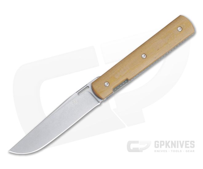 Brad Zinker Barlow LLF Stonewashed CPM-154 Vintage Linen Micarta Liner Lock Front Flipper 4470 - CU-4470
