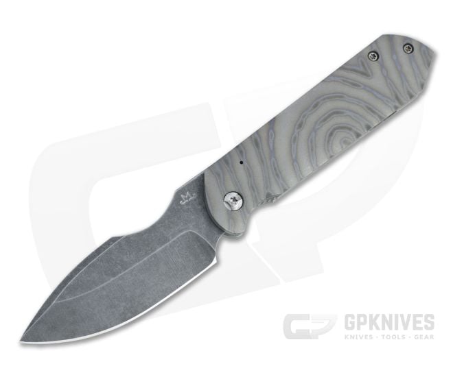 Maverick Custom Knives Frame Lock Front Flipper Harpoon Acid Washed 10V Flamed Titanium Folder 4477 - CU-4477
