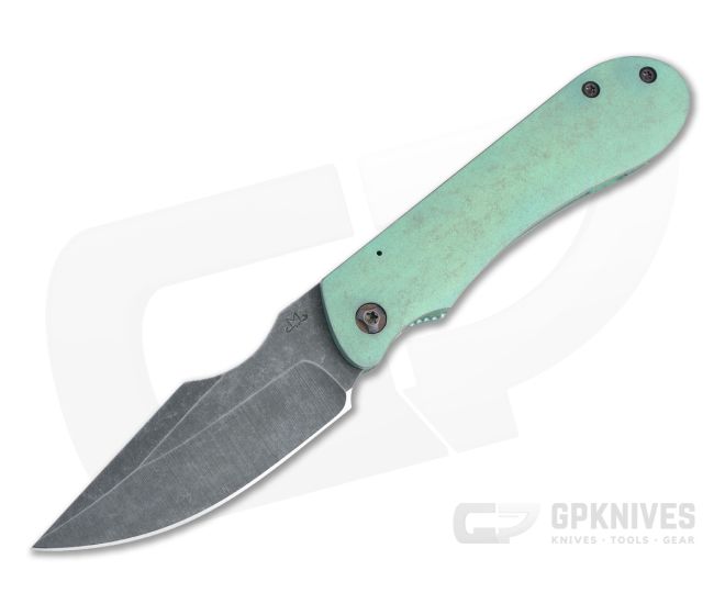 Maverick Custom Knives Frame Lock Front Flipper Harpoon Clip Acid Washed 10V Green Titanium Folder 4478 - CU-4478