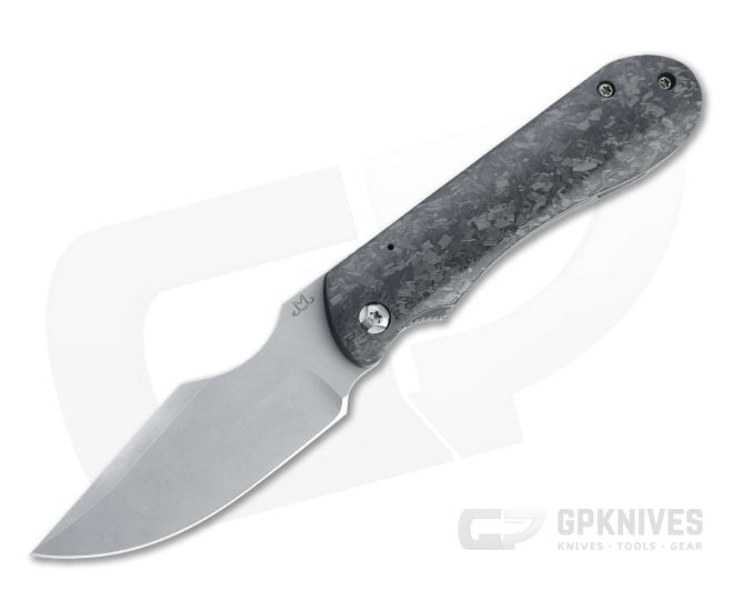 Maverick Custom Knives Frame Lock Front Flipper Harpoon Clip Stonewashed BG42 Shred Carbon Fiber Folder 4479 - CU-4479