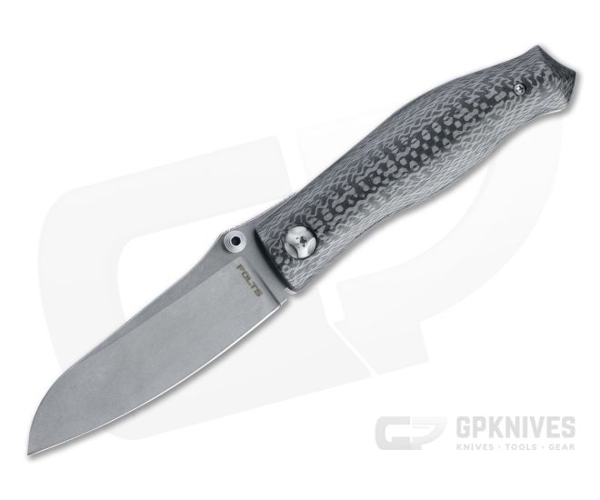 Alan Folts Utility Sheepsfoot Stonewashed CPM154 Carbon Fiber Liner Lock Folder 4482 - CU-4482