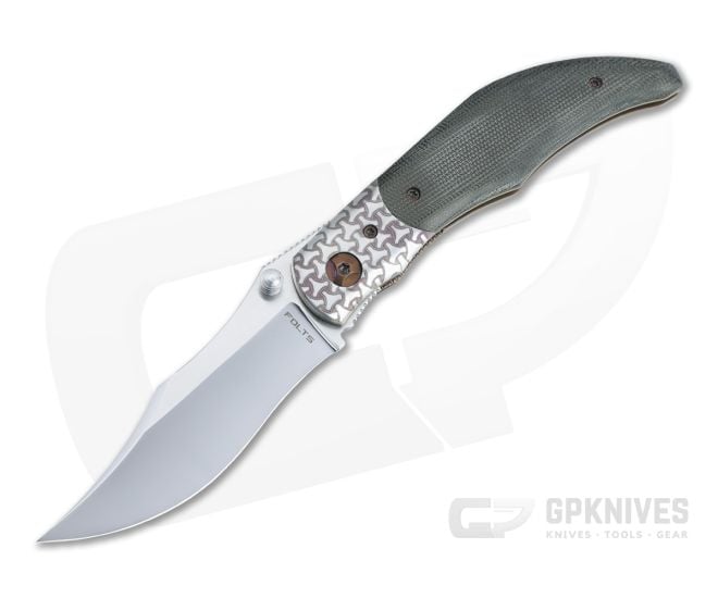 Alan Folts Sultan Two-Tone Mirror CPM154 Bolstered Green Canvas Micarta Liner Lock Folder 4483 - CU-4483