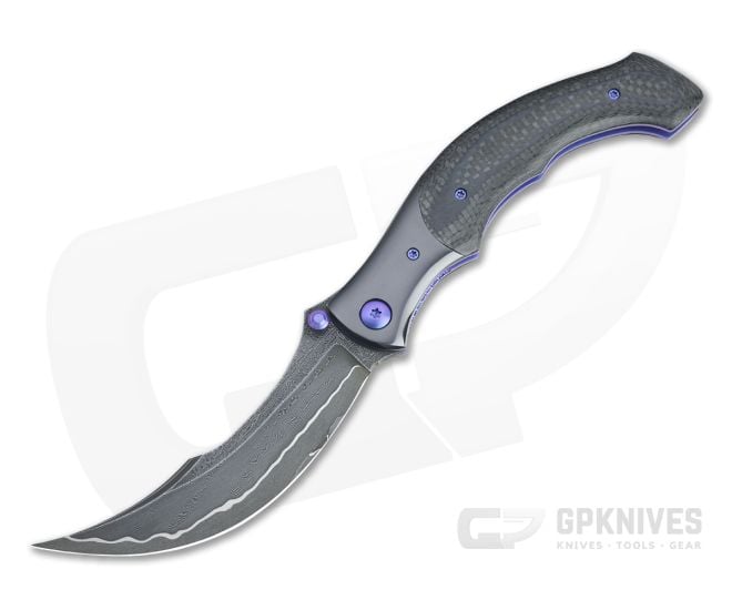 Alan Folts Ritual Dion San Mai D2 Damascus Zirconium Bolstered Carbon Fiber Liner Lock Folder 4485 - CU-4485