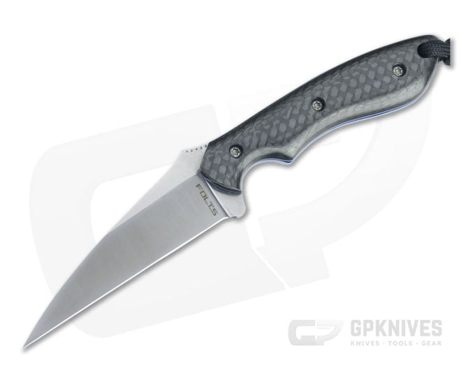 Alan Folts S.P.E.W. Prototype Small Pocket Everyday Wharncliffe Satin CPM-M4 Carbon Fiber Fixed Blade 4486 - CU-4486