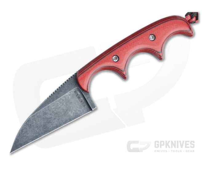 Alan Folts Minimalist Wharncliffe Acid Washed CPM-154 Cherry Red/Black G10 Fixed Blade 4488 - CU-4488