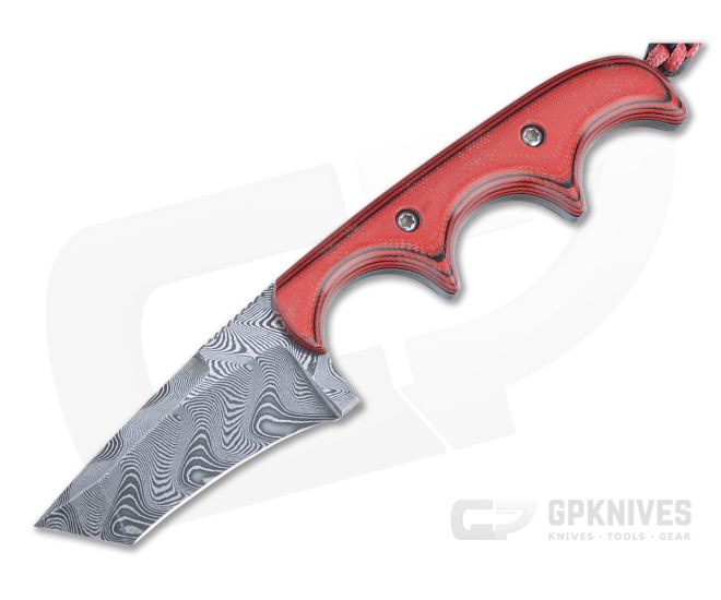 Alan Folts Minimalist Tanto Gaston Damascus Cherry Red/Black G10 Fixed Blade 4489 - CU-4489