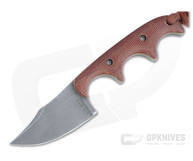 Alan Folts Minimalist Bowie Stonewashed CPM-154 Chili Red Micarta Fixed Blade 4491 - CU-4491