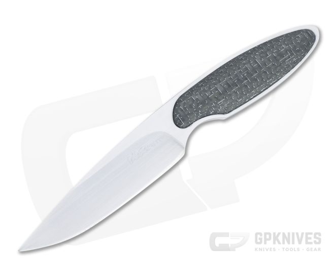 JD Van Deventer Custom V1 Neck Knife 12c27 Silver Lightning Strike Carbon Fiber Fixed Blade 4599 - CU-4599