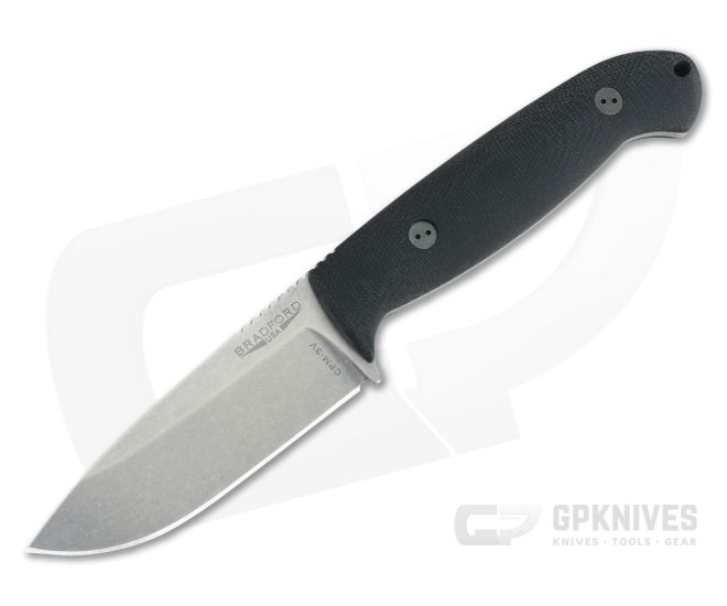 Bradford Guardian4.5 3D Black Canvas Micarta Sabre Ground Stonewashed CPM-3V - BK-45S-101