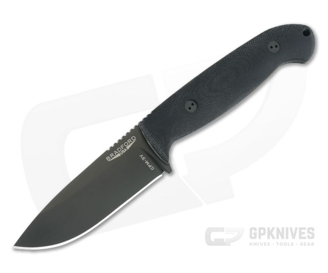 Bradford Guardian4.5 3D Black Canvas Micarta Sabre Ground Black DLC CPM-3V - BK-45S-101B