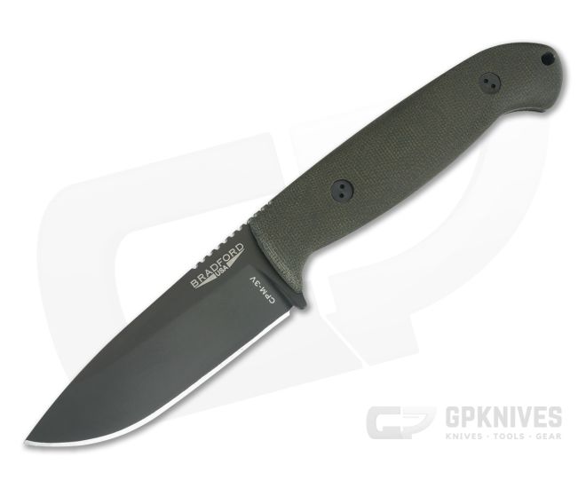 Bradford Guardian4.5 3D OD Green Canvas Micarta Sabre Ground Black DLC CPM-3V - BK-45S-102B