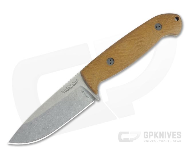 Bradford Guardian4.5 3D Natural Canvas Micarta Sabre Ground Stonewashed CPM-3V - BK-45S-104