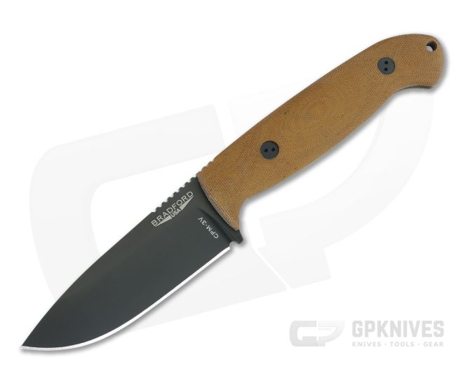 Bradford Guardian4.5 3D Natural Canvas Micarta Sabre Ground Black DLC CPM-3V - BK-45S-104B