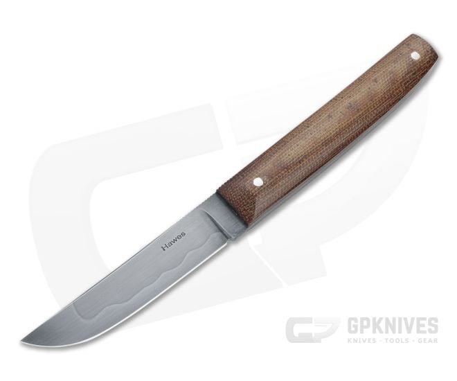 Chuck Hawes Custom Kwaiken Hamon W2 Natural Canvas Micarta Fixed Blade Knife 4616 - CU-4616