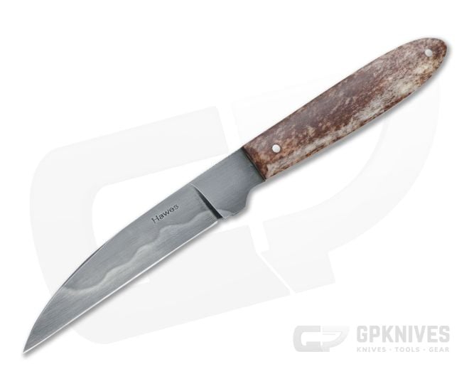Chuck Hawes Custom Wharncliffe Hamon W2 Dyed Cow Bone Fixed Blade Knife 4617 - CU-4617