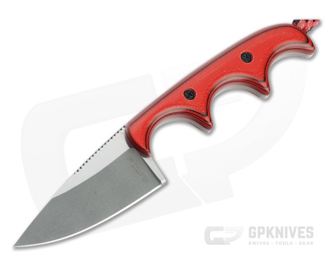 Alan Folts Custom Minimalist Drop Point Two-Tone CPM-154 Cherry/Black G10 Fixed Blade Neck Knife 4630 - CU-4630