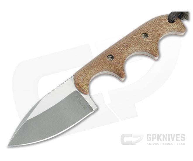 Alan Folts Custom Minimalist Spear Point Two-Tone CPM-154 Natural Micarta Fixed Blade Neck Knife 4634 - CU-4634