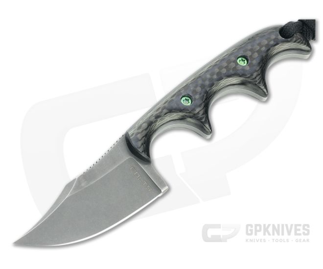 Alan Folts Custom Minimalist Bowie Tumbled CPM-154 Carbon Fiber Fixed Blade Neck Knife 4639 - CU-4639