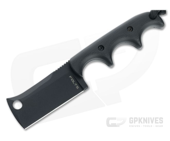 Alan Folts Custom Minimalist Cleaver Black CPM-154 Black G10 Fixed Blade Neck Knife 4641 - CU-4641
