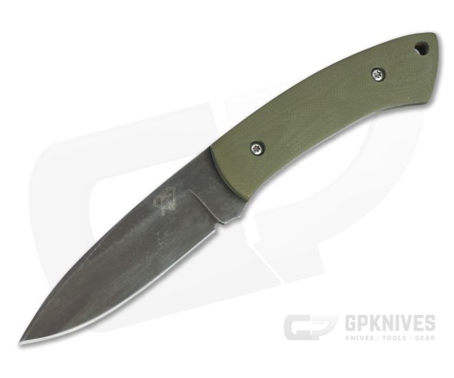 Aaron Frederick Custom Work Horse Spear Point Patina 1095 Green G10 Fixed Blade Knife 4650 - CU-4650