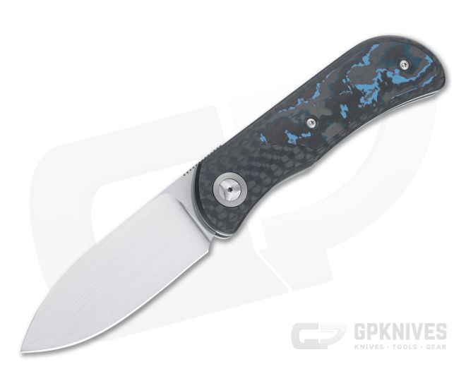 Burger Custom EXK Plus Satin M390 Arctic Storm Fatcarbon Inlaid Carbon Fiber Front Flipper 4663 - CU-4663