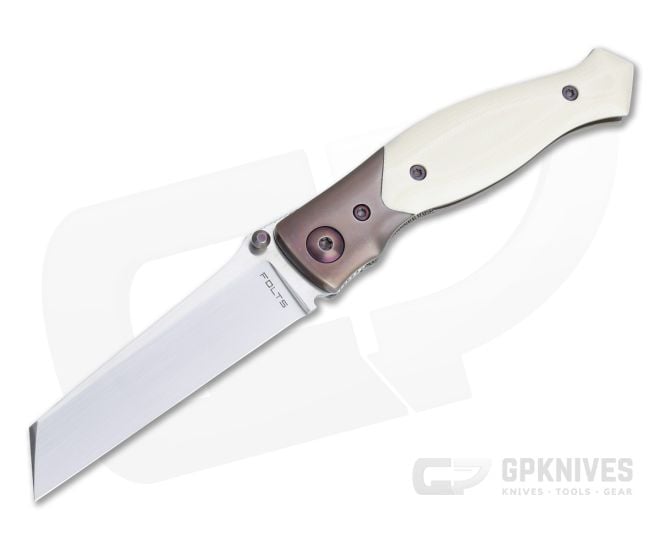 Alan Folts Linear Prototype Tier 2 Hand Rubbed CPM-154 Bolstered Ivory G10 Liner Lock Folder 4680 - CU-4680