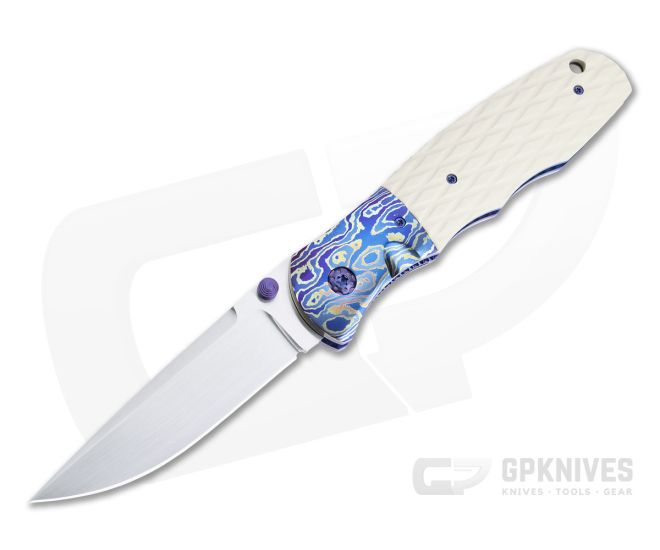 John W. Smith Custom Nexus Satin S45VN Mokuti Bolstered Ivory Paper Micarta Folder 4693 - CU-4693