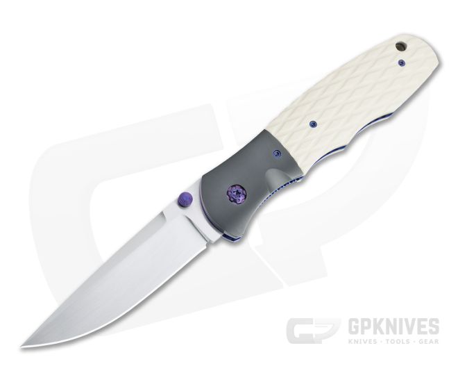 John W. Smith Custom Nexus Satin S45VN Zirconium Bolstered Ivory Paper Micarta Folder 4694 - CU-4694
