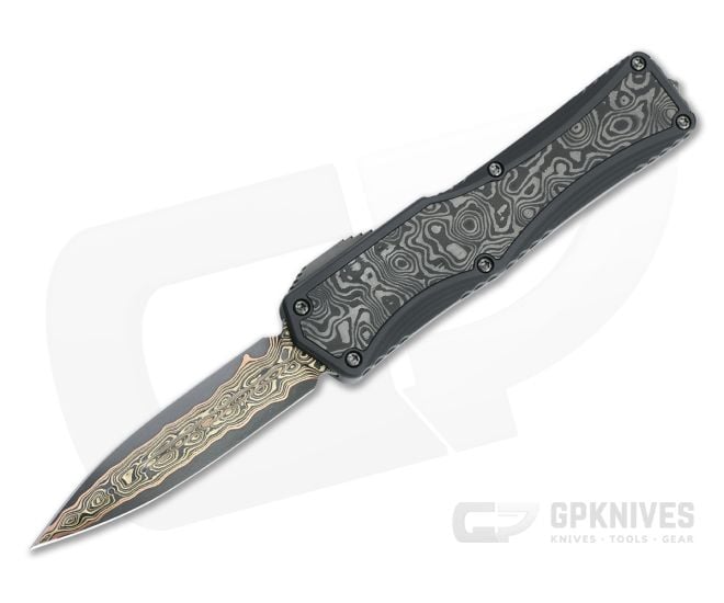 Heretic Custom Colossus D/E Bakers Forge Damascus Black Dunes Fat Carbon OTF Automatic 4699 - CU-4699