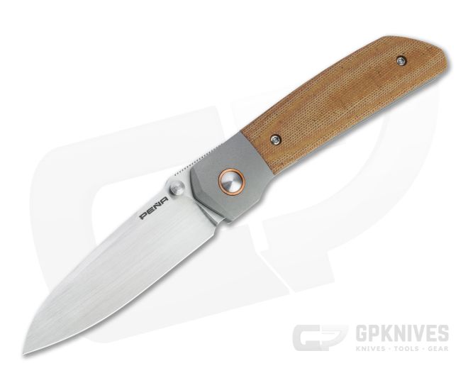 Enrique Pena Custom Mula Front Flipper Sheepsfoot Natural Canvas Micarta Folder 4706 - CU-4706