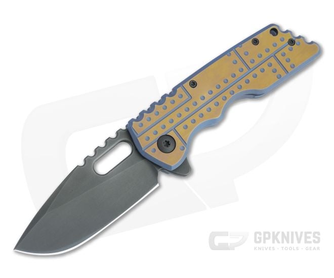 Attn2Detail Medium Mark 2 Drop Point Black S30V Two-Tone Armor Plate Titanium Folder 4718 - CU-4718