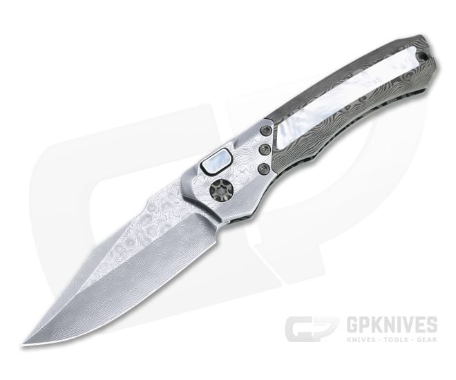 Heretic Custom Wraith Auto Vegas Forge Damascus Bowie Pearl and Fat Carbon Automatic 4725 - CU-4725