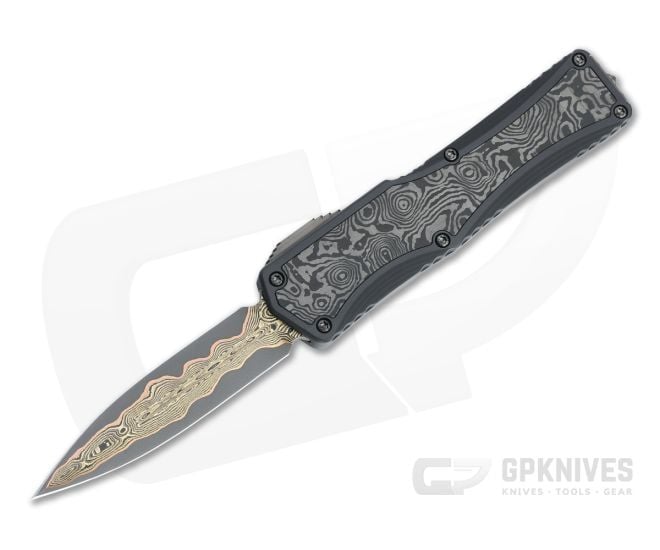 Heretic Custom Colossus D/E Bakers Forge Damascus Black Dunes Fat Carbon OTF Automatic 4727 - CU-4727