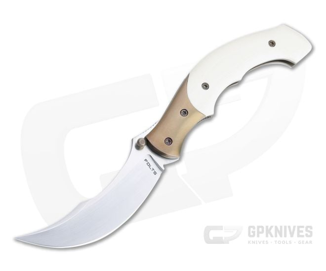 Alan Folts Rite #1 Satin CPM 154 Titanium Bolstered Ivory G10 Persian Folder 4749 - CU-4749