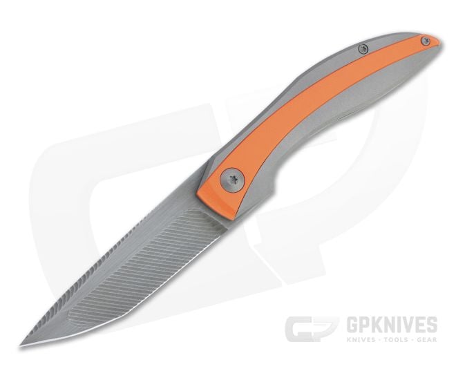 Simeon Custom Knives IcePick Rhino Flipper Milled Smoke CPM 154 Orange G10 Titanium Folder 4759 - CU-4759