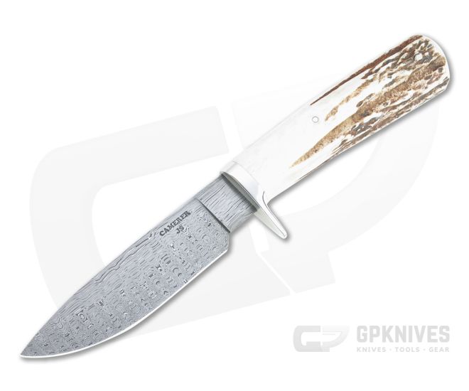 Camerer Knives Drop Point Hunter Damascus Stag Custom Fixed Blade 4761 - CU-4761