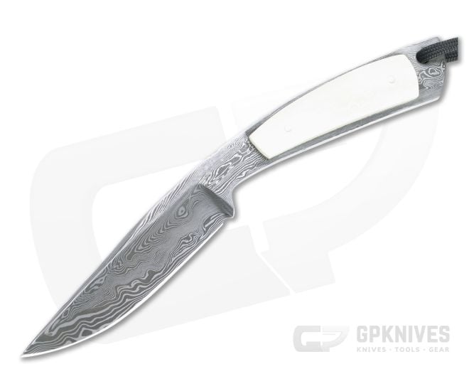 Bill Miller Custom Clip Point Bird and Trout Carbon Damascus Walrus Ivory Fixed Blade 4769 - CU-4769