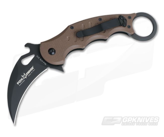 Fox Knives 479 Karambit Dark Earth G10 Black Blade 479E - FK-479E