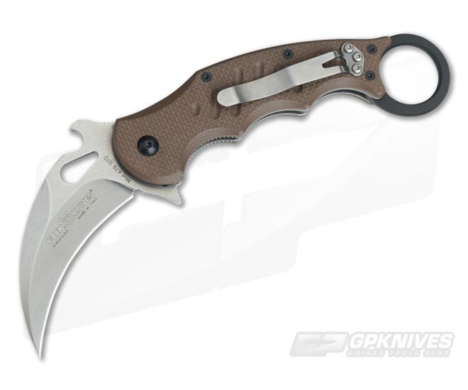 Fox Knives 479 Karambit Dark Earth G10 Stonewash Blade 479ESW - FK-479ESW