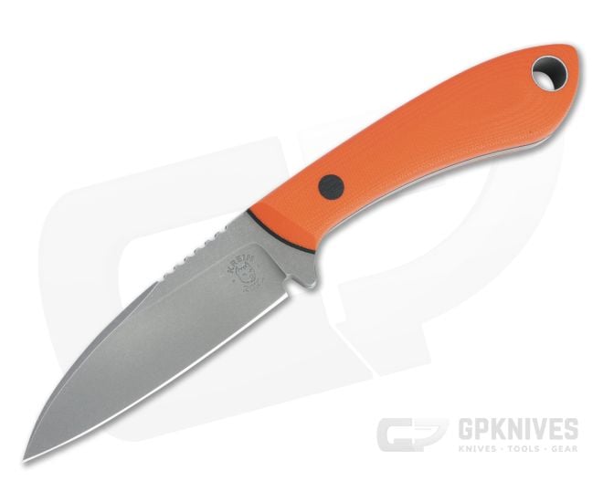 Tom Krein Custom TK-11 Wharncliffe Acid Washed S35VN Blasted Orange G10 Fixed Blade - CU-4800