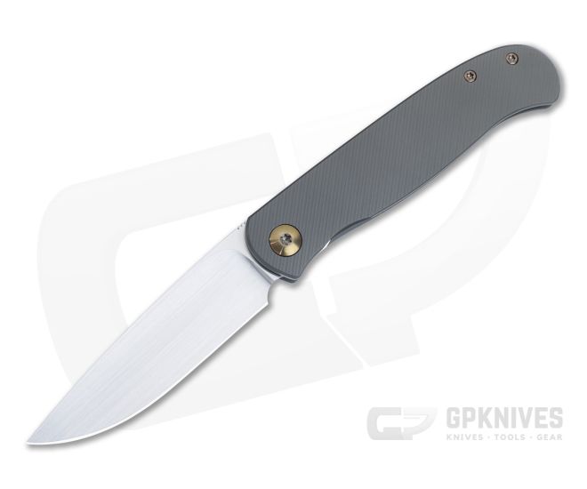 Burger Custom Atlas CFL M390 Drop Point Full Titanium Bronze Accents Front Flipper 4828 - CU-4828