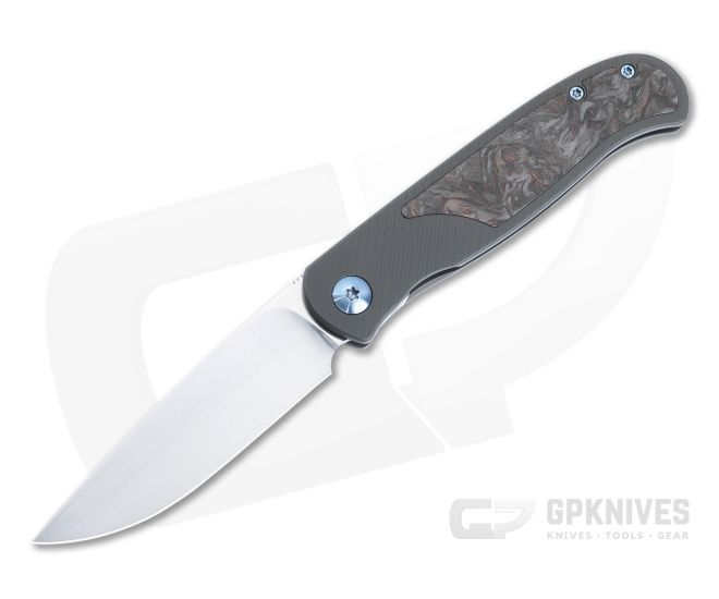 Burger Custom Atlas CFL M390 Drop Point Fat Carbon Inlay Front Flipper 4829 - CU-4829